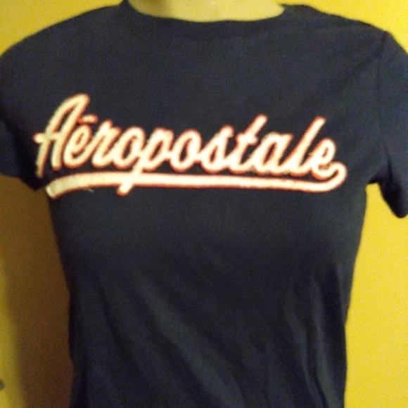 Aeropostale woman's dark blue short sleeve classic crew t- shirt size large - Picture 3 of 4